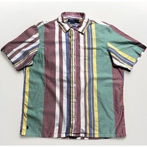 Polo Ralph Lauren Short Sleeve Camp Shirt Loop Mens Color Block Oxford Medium